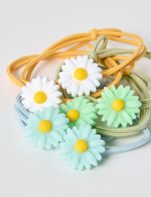 Mac & Ellie Daisy Charm Hair Ties, 6-Piece, Green product photo View 03 L