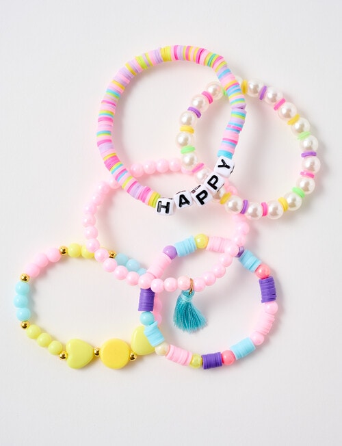 Mac & Ellie Beaded Bracelet, 5-Piece, Pink product photo