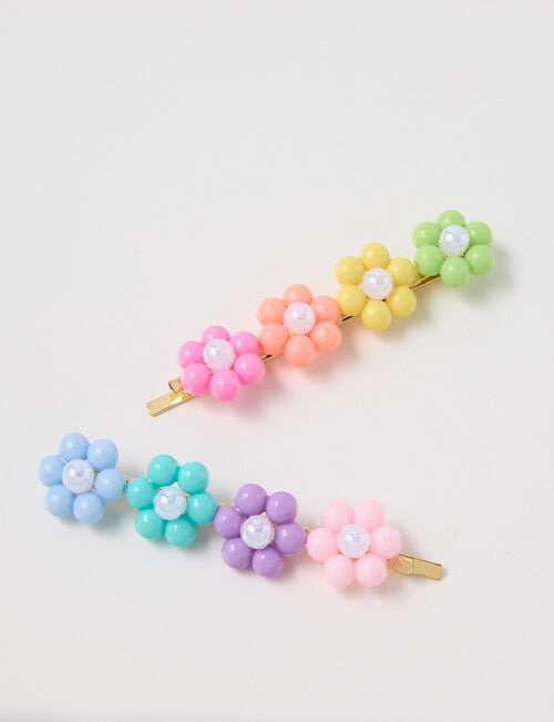 Mac & Ellie Beaded Daisy Clip Set, 2-Piece, Pink product photo