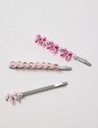 Mac & Ellie Bows & Pearls Clip Set, 3-Piece, Pink product photo