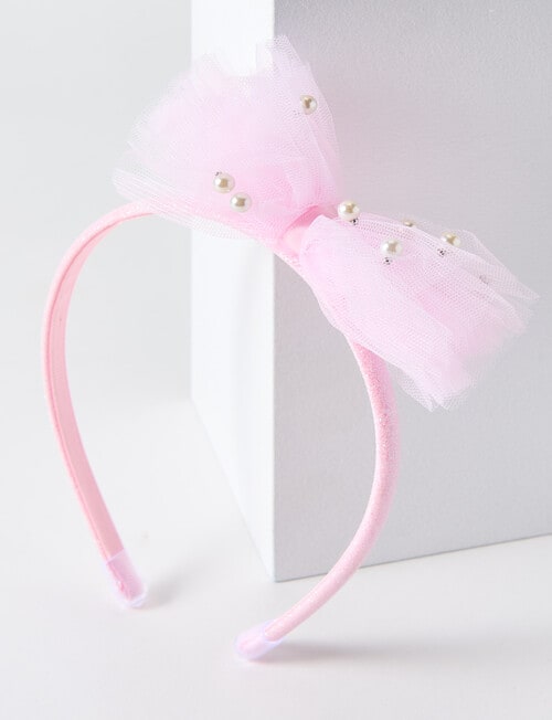 Mac & Ellie Tulle Bow Head Band, Light Pink product photo
