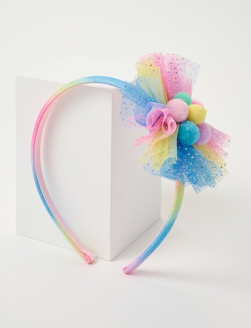Mac & Ellie Rainbow Pom Pom Headband, Blue product photo