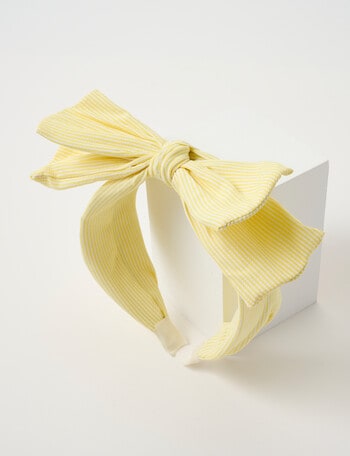 Mac & Ellie Striped Bow Headband, Lemon product photo