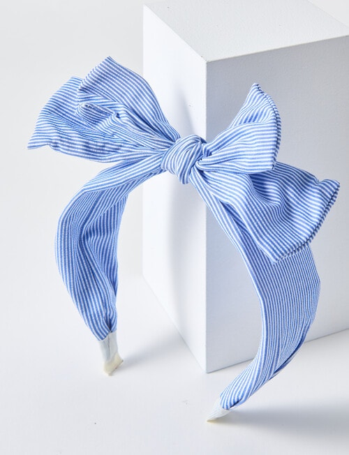 Mac & Ellie Stripe Bow Headband, Cobalt product photo