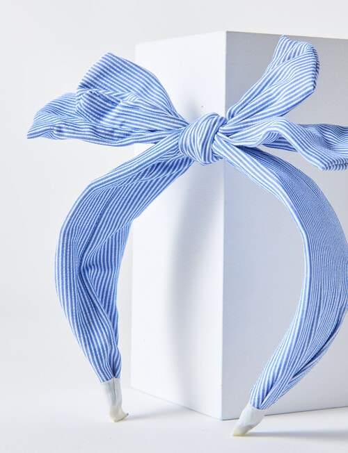 Mac & Ellie Stripe Bow Headband, Cobalt product photo View 03 L