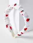 Mac & Ellie Strawberries Scrunchie Headband, White product photo