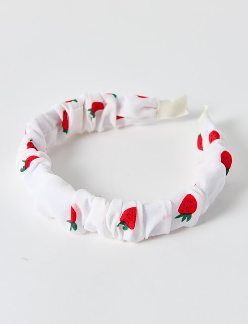 Mac & Ellie Strawberries Scrunchie Headband, White product photo View 02 L