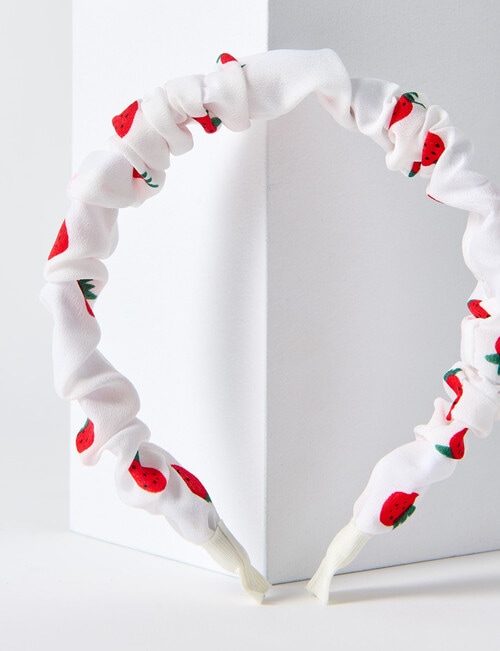 Mac & Ellie Strawberries Scrunchie Headband, White product photo View 03 L