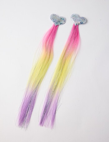 Mac & Ellie Heart Rainbow Ombre Pony Tail Clip Set, 2-Piece, Pink product photo