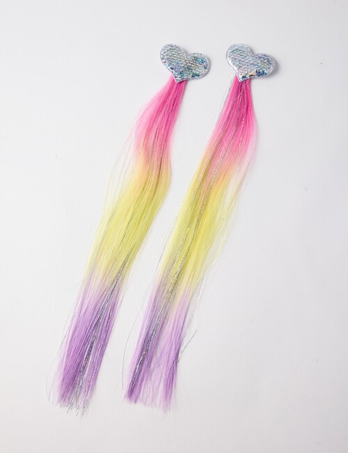 Mac & Ellie Heart Rainbow Ombre Pony Tail Clip Set, 2-Piece, Pink product photo
