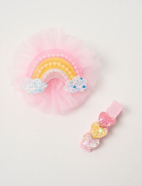 Mac & Ellie Rainbow Hearts Clip, 2-Piece product photo