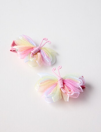 Mac & Ellie Tulle Butterfly Clip Set, 2-Piece, Pink product photo