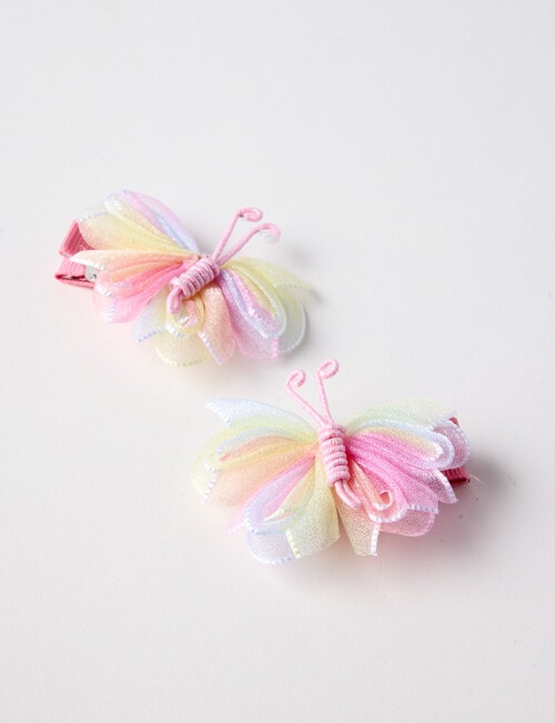Mac & Ellie Tulle Butterfly Clip Set, 2-Piece, Pink product photo