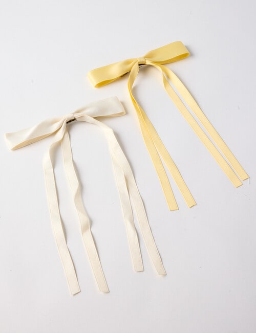Mac & Ellie Large Bow Clip Set, 2-Piece, Lemon & Ivory product photo