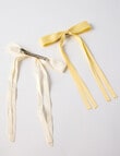 Mac & Ellie Large Bow Clip Set, 2-Piece, Lemon & Ivory product photo View 02 S