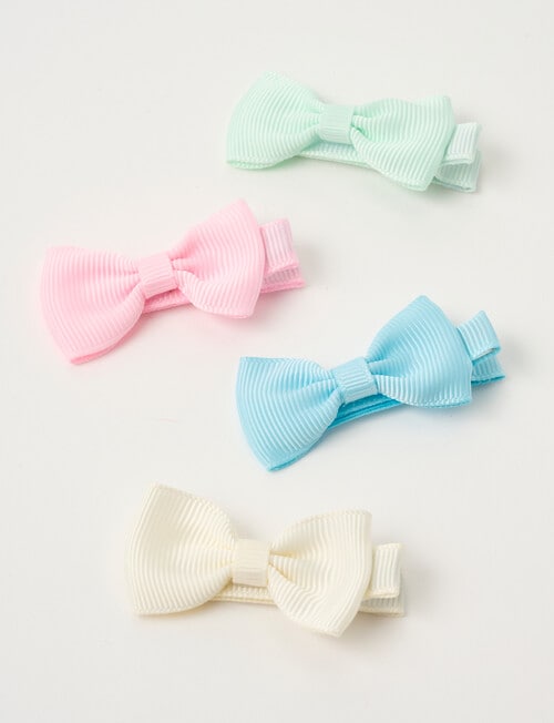 Mac & Ellie Mini Ribbon Bow Clips, Pastels, 4-Piece product photo