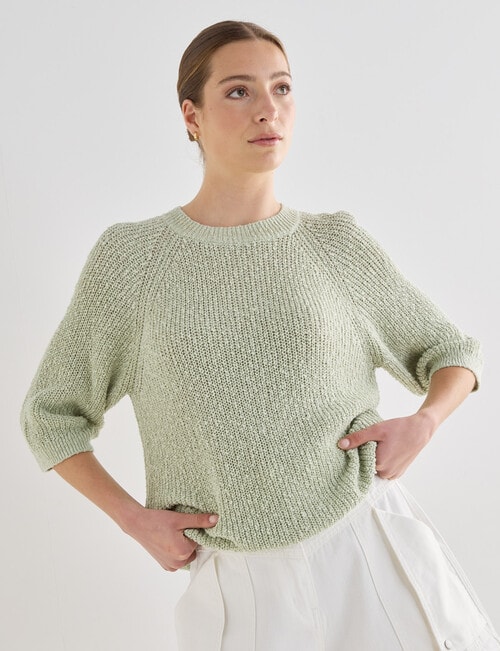 Mineral Moon Knit Short Sleeve Tee, Mint product photo