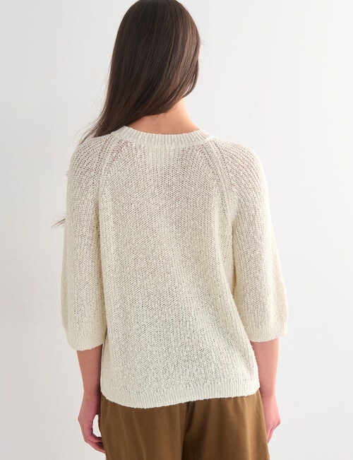 Mineral Moon Knit Short Sleeve Tee, Cream product photo View 02 L