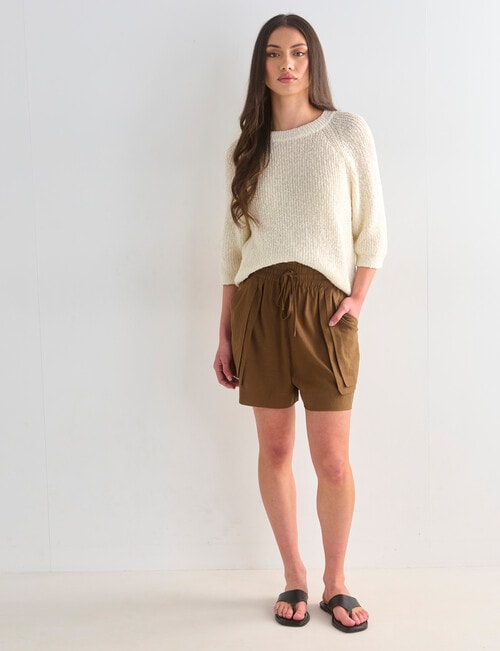 Mineral Moon Knit Short Sleeve Tee, Cream product photo View 03 L