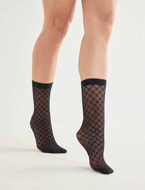 Columbine Mesh Fishnet Anklet, Black product photo View 02 L