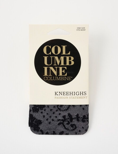 Columbine Spot Floral Knee High Tights, Black product photo