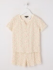 Sleep Squad Floral Waffle Short PJ Set, Butter, 8-16 product photo