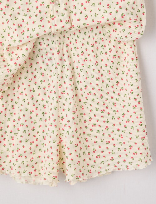 Sleep Squad Floral Waffle Short PJ Set, Butter, 8-16 product photo View 02 L
