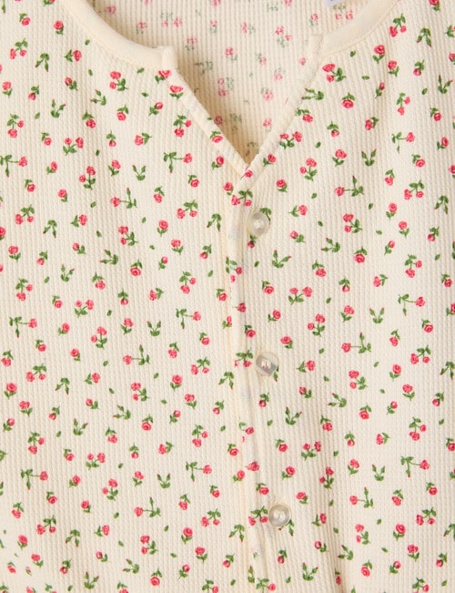 Sleep Squad Floral Waffle Short PJ Set, Butter, 8-16 product photo View 03 L