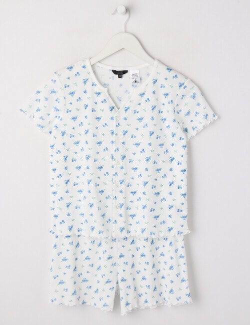 Sleep Squad Floral Waffle Short PJ Set, Barely Blue, 8-16 product photo