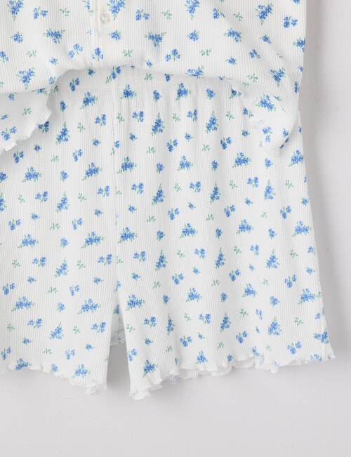 Sleep Squad Floral Waffle Short PJ Set, Barely Blue, 8-16 product photo View 02 L