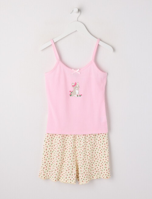 Sleep Squad Pup Waffle Cami PJ Set, Pink & Butter, 8-16 product photo