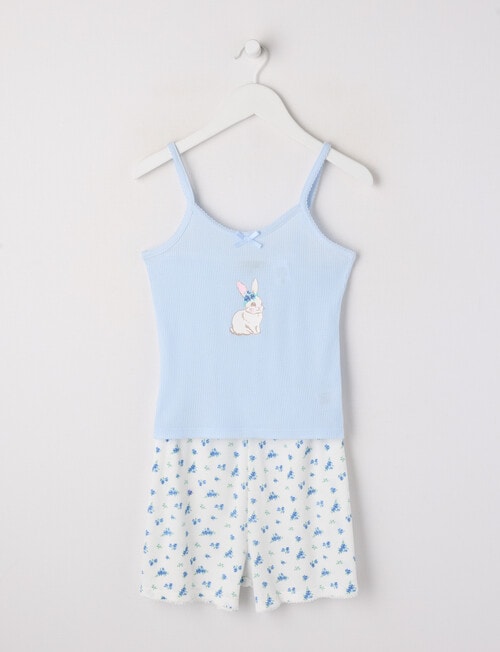 Sleep Squad Bunny Waffle Cami PJ Set, Barely Blue, 8-16 product photo