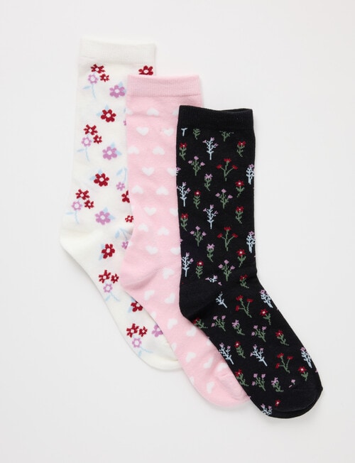 Lyric Cotton Rich Crew Socks, 3-Pack, Ditsy Floral product photo