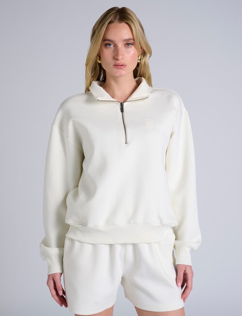 Champion Rochester Base Quarter Zip Sweatshirt, Ivory White product photo