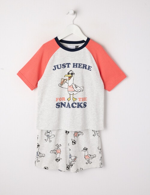Sleep Mode Seagulls Short PJ Set, Grey Marle, 2-8 product photo