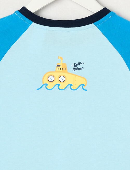 Sleep Mode Submarine Knit Short PJ Set, Blue product photo View 02 L