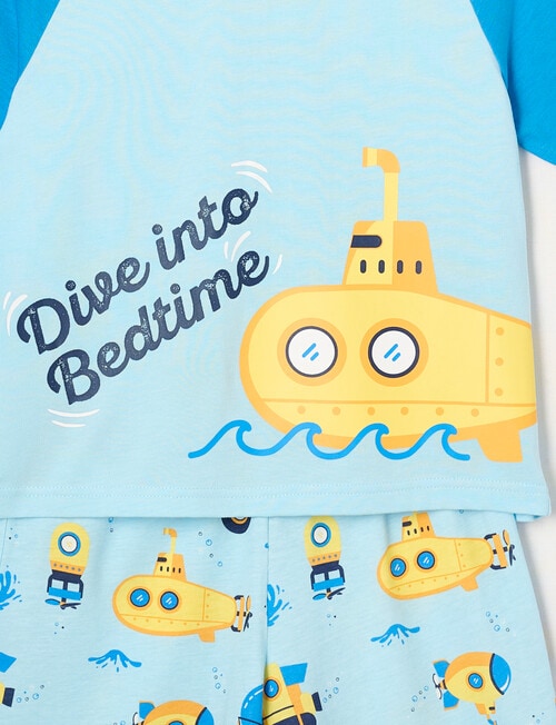 Sleep Mode Submarine Knit Short PJ Set, Blue product photo View 03 L