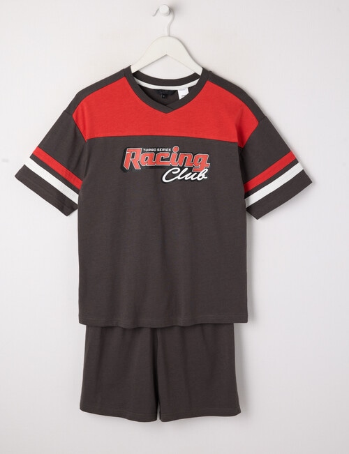 Sleep Squad Racing Club Short PJ Set, Charcoal, 8-16 product photo