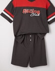 Sleep Squad Racing Club Short PJ Set, Charcoal, 8-16 product photo View 02 S
