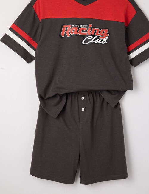 Sleep Squad Racing Club Short PJ Set, Charcoal, 8-16 product photo View 02 L