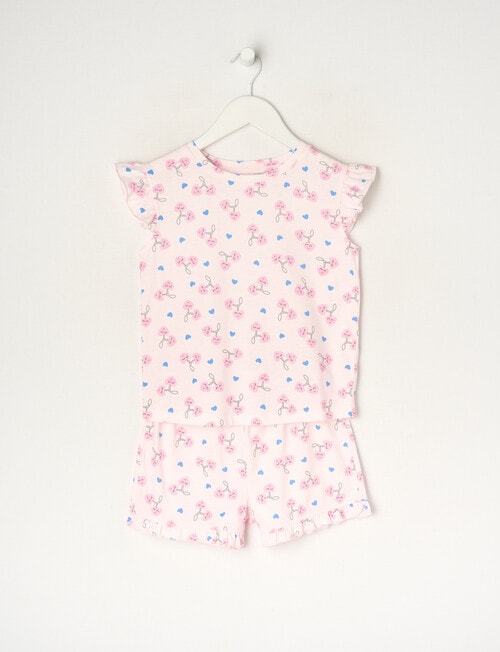 Sleep Mode Cherries Knit Short PJ Set, Barely Pink, 2-8 product photo