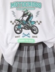 Sleep Squad Motocross Knit & Woven PJ Set, White & Charcoal, 8-16 product photo View 02 S