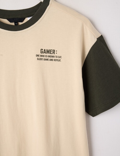 Sleep Squad Definition Gamer Knit & Woven PJ Set, Stone & Khaki, 8-16 product photo View 02 L