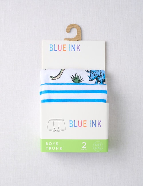 Blue Ink Dino Stripe Trunks, 2-Pack, Blue, 2-8 product photo View 02 L