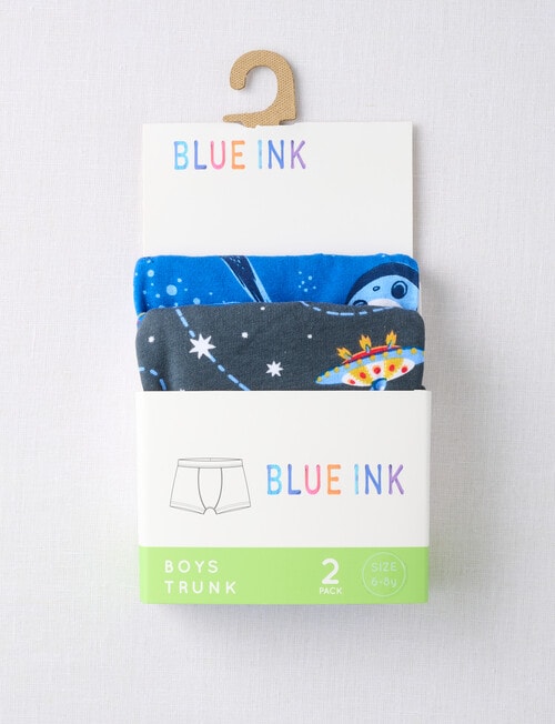 Blue Ink Space Trunks, 2-Pack, Blue & Grey, 2-8 product photo View 02 L
