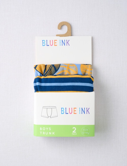 Blue Ink Baseball Stripe Trunks, 2-Pack, Navy, 2-16 product photo View 02 L
