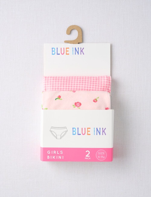 Blue Ink Rosie Gingham Bikini Brief, 2-Pack, Pink, 2-8 product photo View 02 L