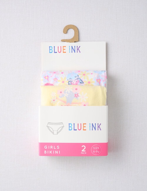 Blue Ink Fairy Floral Bikini Brief, 2-Pack, Yellow, 2-8 product photo View 02 L