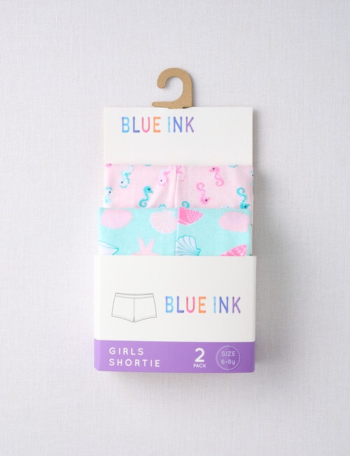 Blue Ink Seahorses Shortie, 2-Pack, Pink, 4-14 product photo View 02 L