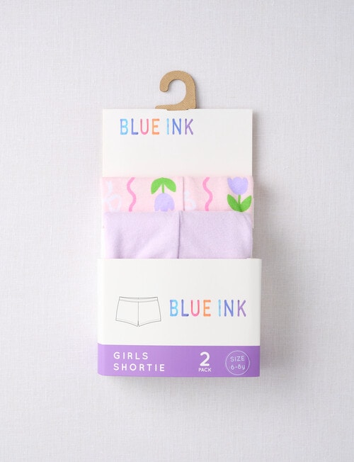 Blue Ink Tulips Shortie, 2-Pack, Lilac & Pink, 4-14 product photo View 02 L